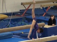 11.5 Year old USAG Level 8 Gymnastics Evaluation meet - Beam 9.25 - YouTube